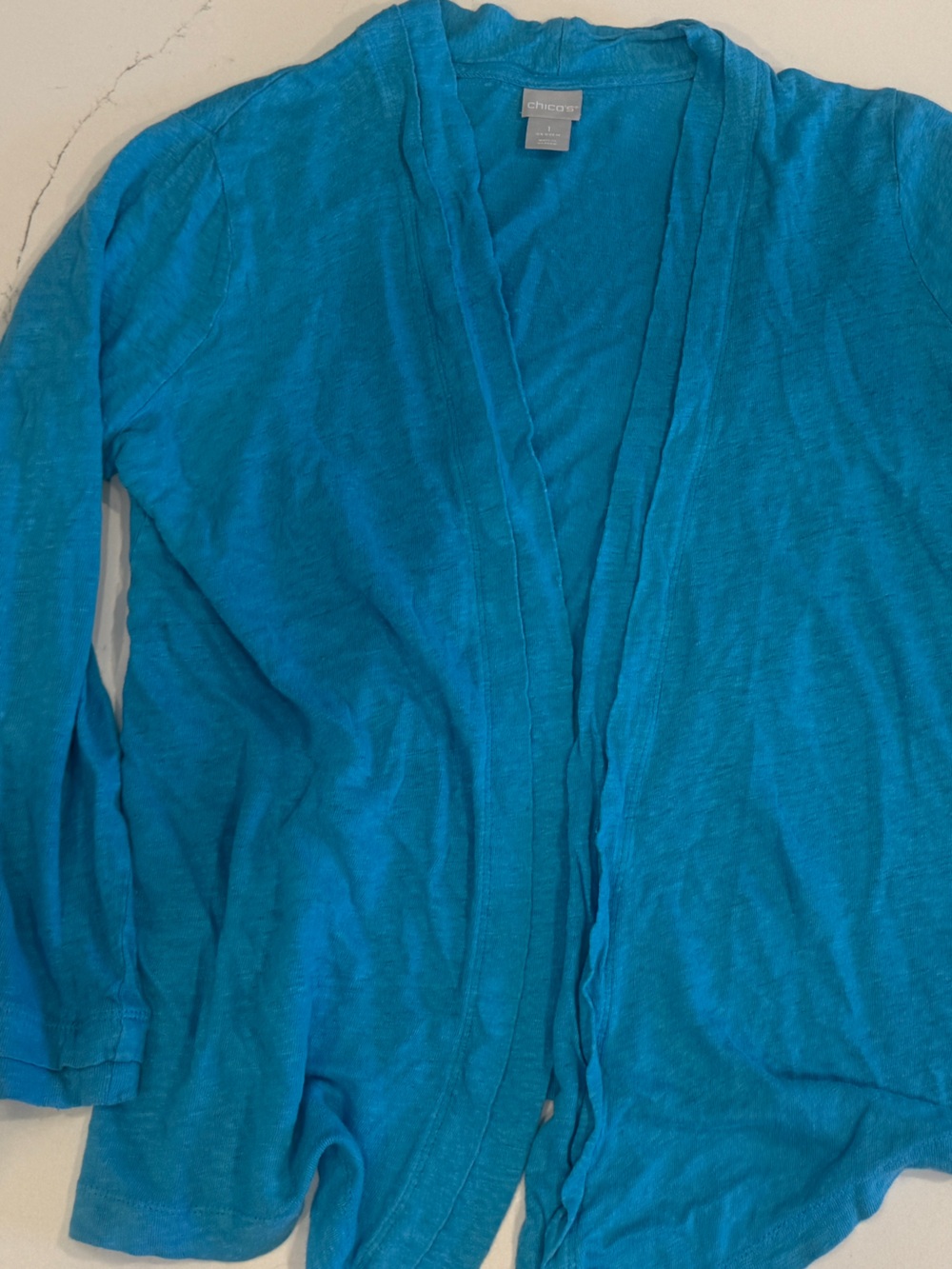 Chico's Teal Open-Front Cardigan